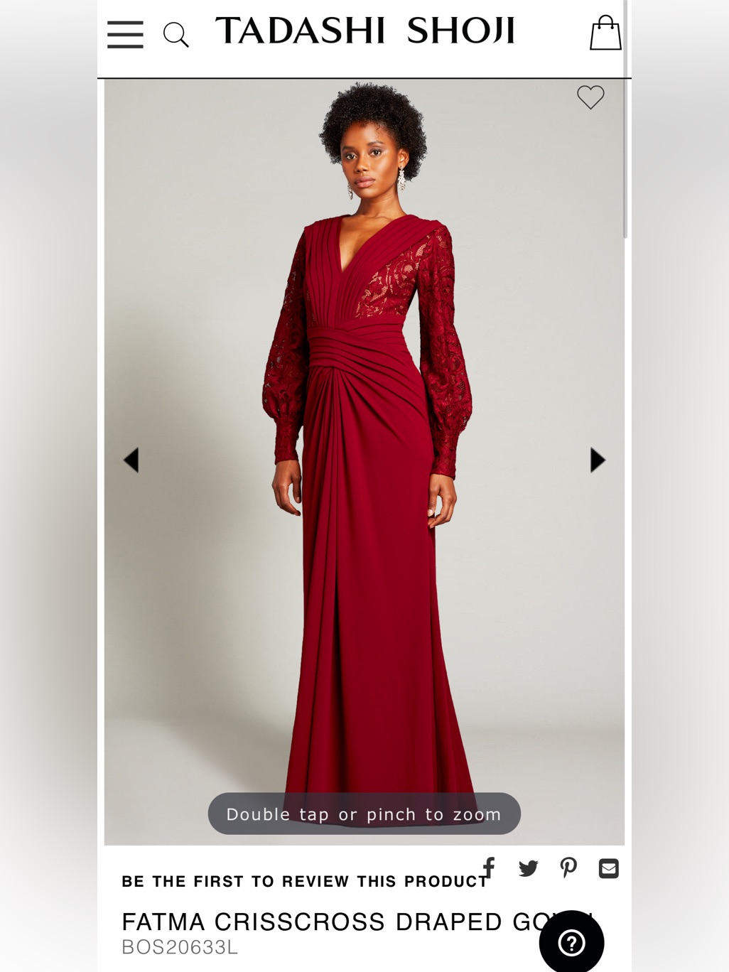 Tadashi Shoji Fatma Crisscross Draped Gown